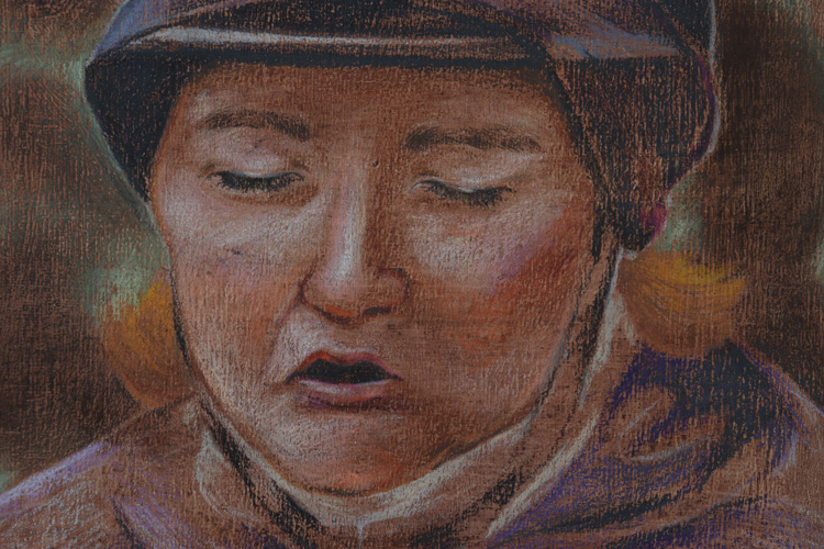 Portrét, portrétní malba, prismacolor, rembrandt pastely, Lištica