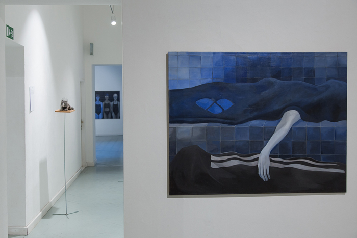 exhibition of Haraway's kids and paintings by Lištica, paintings of swimmers exhibition