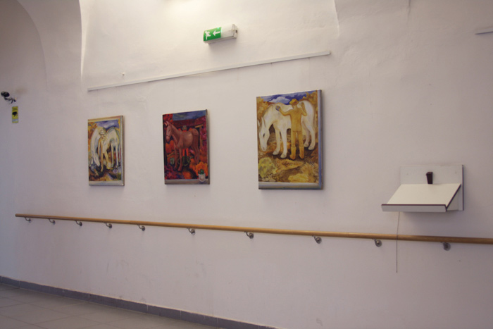 exhibition of a bachelor's thesis on the topic of oppression, exhibition in a military hospital, exhibition of horses in a military hospital in Brno