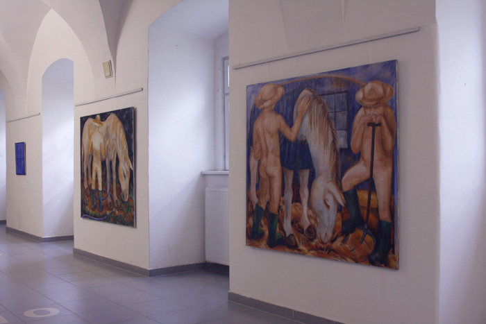 exhibition of a bachelor's thesis on the topic of oppression, exhibition in a military hospital, exhibition of horses in a military hospital in Brno