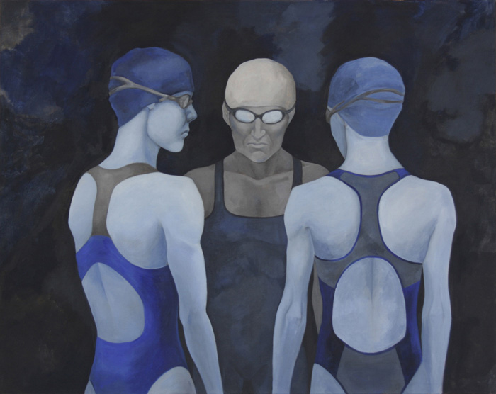 female swimmers painting, Lištica