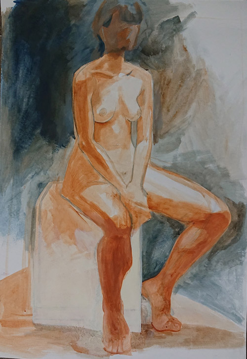 acrylic painting, figure painting, naked model, Lištica