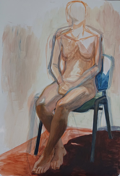 acrylic painting, figure painting, naked model, Lištica