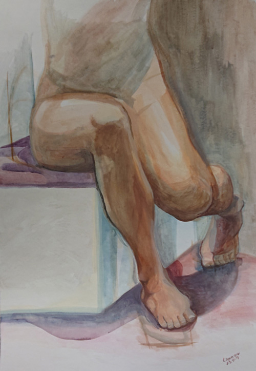 acrylic painting, figure painting, naked model, Lištica