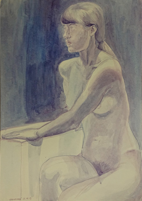 acrylic painting, figure painting, naked model, Lištica