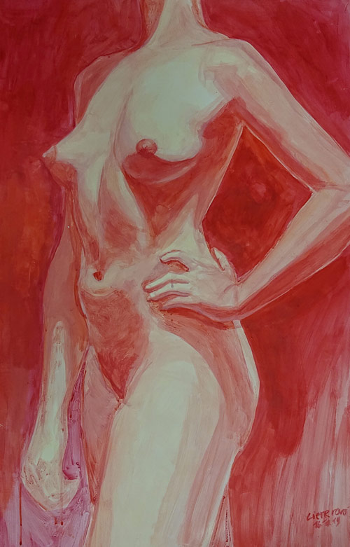 acrylic painting, figure painting, naked model, Lištica