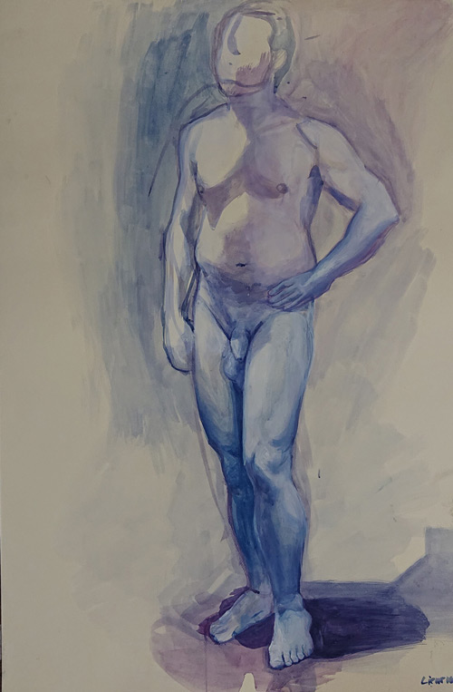 acrylic painting, figure painting, naked model, Lištica