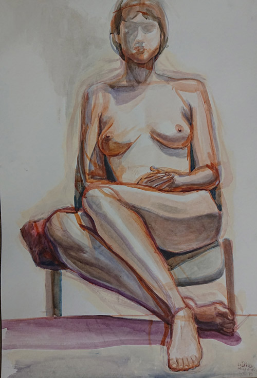 acrylic painting, figure painting, naked model, Lištica