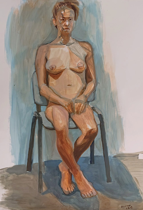 acrylic painting, figure painting, naked model, Lištica