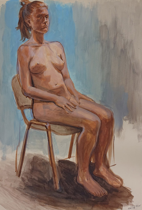 acrylic painting, figure painting, naked model, Lištica